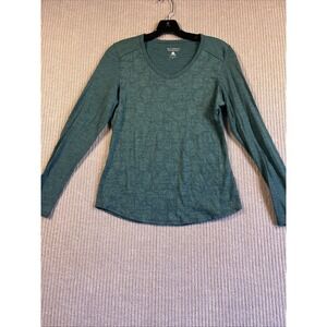 Segments 100% Merino Wool Top Women's S GreenLeaf Print Base Layer V Neck
